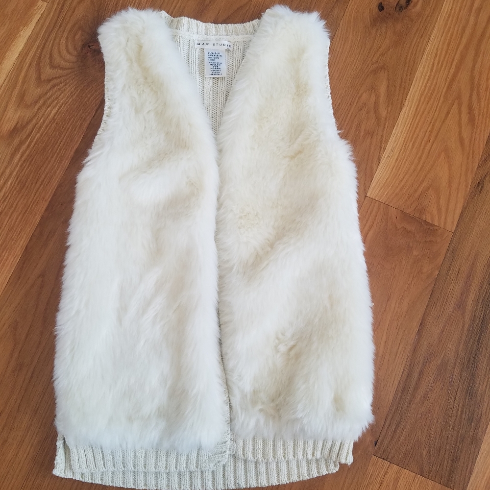 Max Studio faux fur open vest